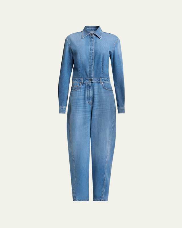 Barrel Leg Denim Jumpsuit